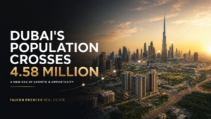 Dubai skyline highlighting the city’s population crossing 4.58 million residents
