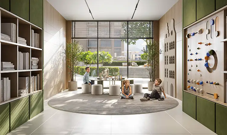 Indoor children’s playroom at IR1DIAN Park 2 in JVC