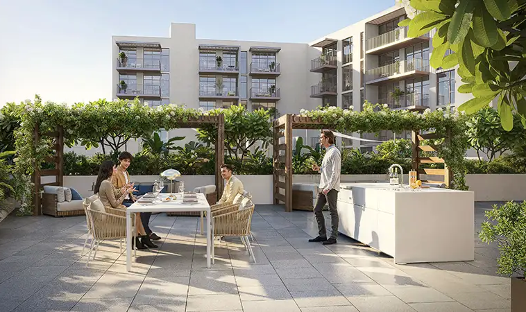 Private apartment terrace at IR1DIAN Park 2 overlooking JVC Dubai