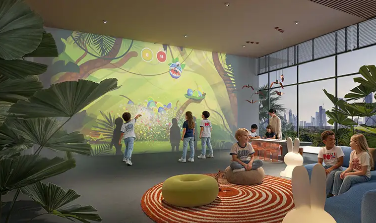 Interactive children’s play area at Sky Level 1 in JVC Dubai