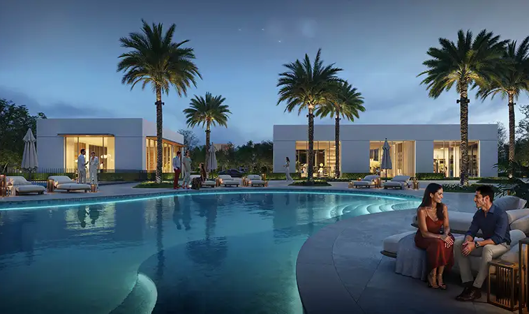 Resort-style community swimming pool at Avelia at The Valley Dubai