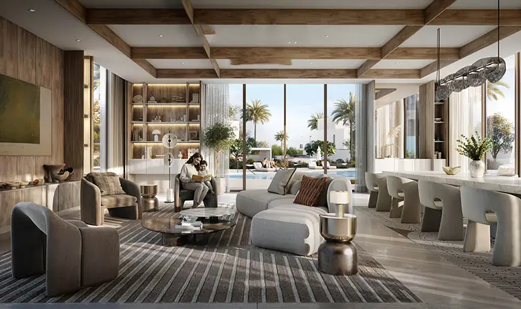 Modern residents lounge at Avelia at The Valley Dubai