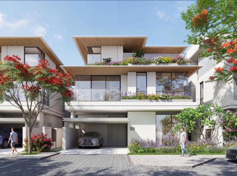 Contemporary townhouses with balconies at Azizi Florence Sharjah