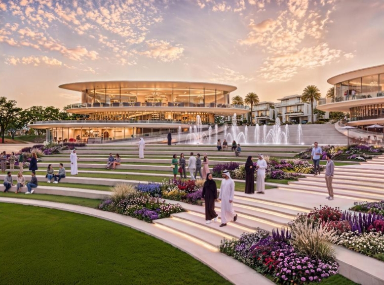 Outdoor amphitheatre and community clubhouse at Azizi Florence Sharjah