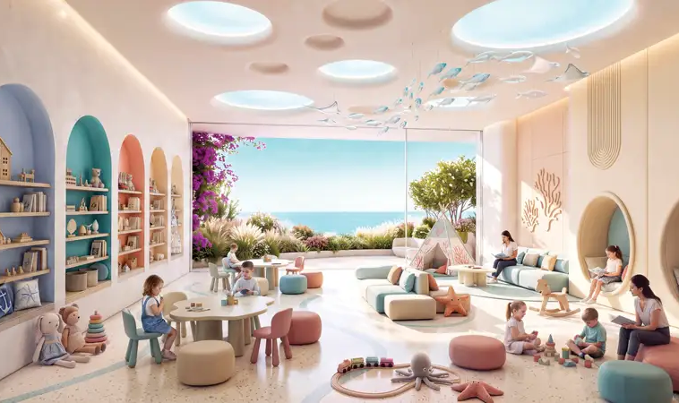 Indoor children’s playroom at Shahrukhz Residences by Danube