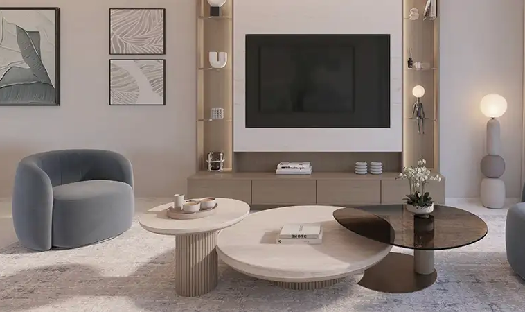 Contemporary apartment lounge at Wadi Hills DLRC Dubai
